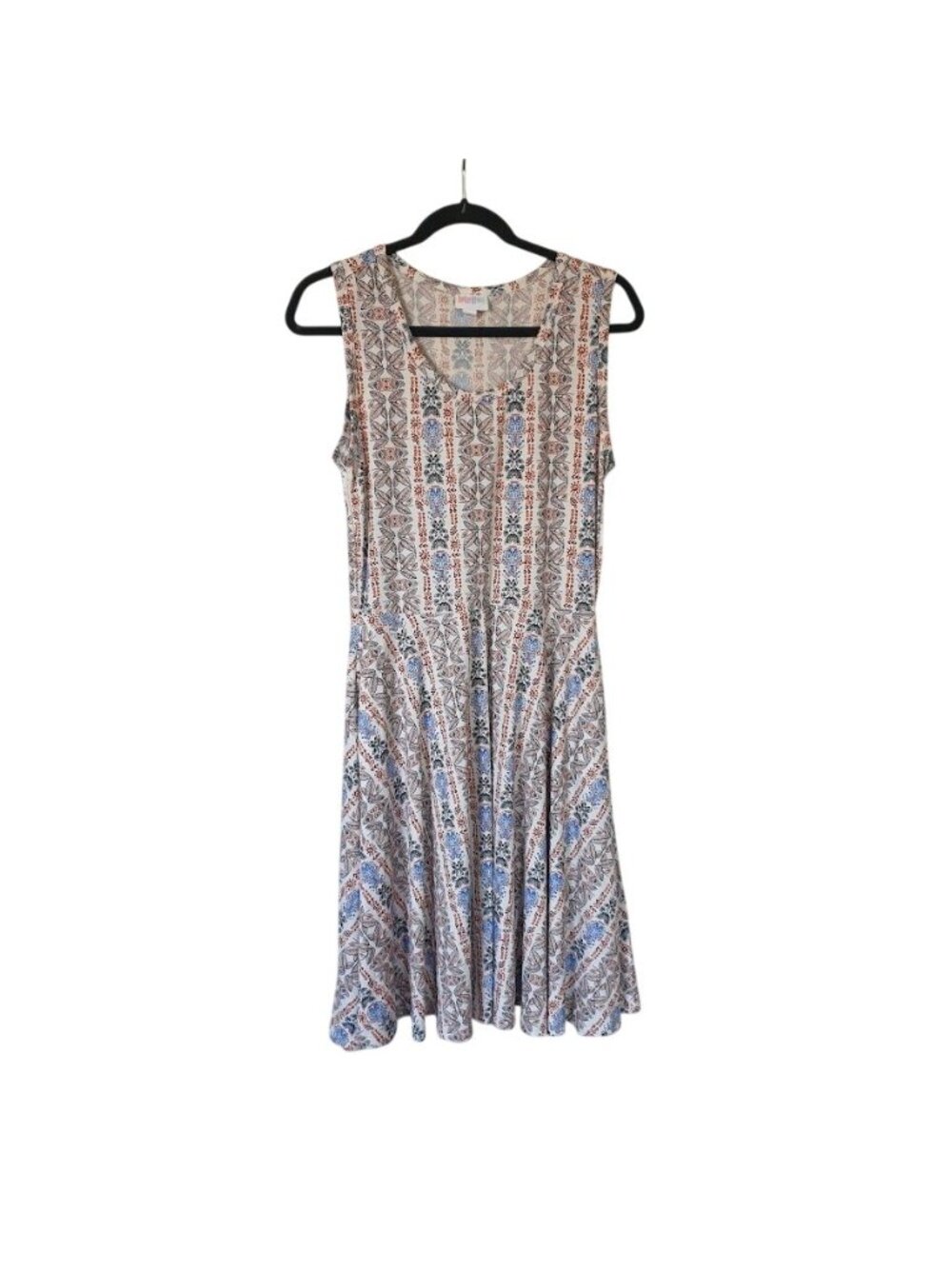 Lularoe Nicki Sleeveless Fit Flare Floral Geometric Print Dress Multicolor M
